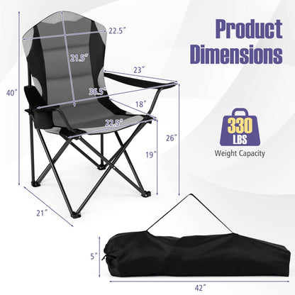 GemGear folding camping chair with cup holders for adults 2-pack gray, 330 lb capacity on Tampa Home & Garden Store