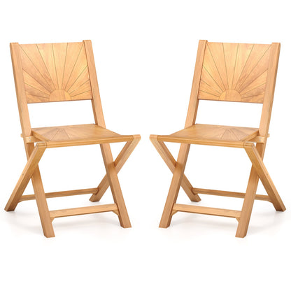 2 Pieces Folding Patio Chairs with Inclined Backrest