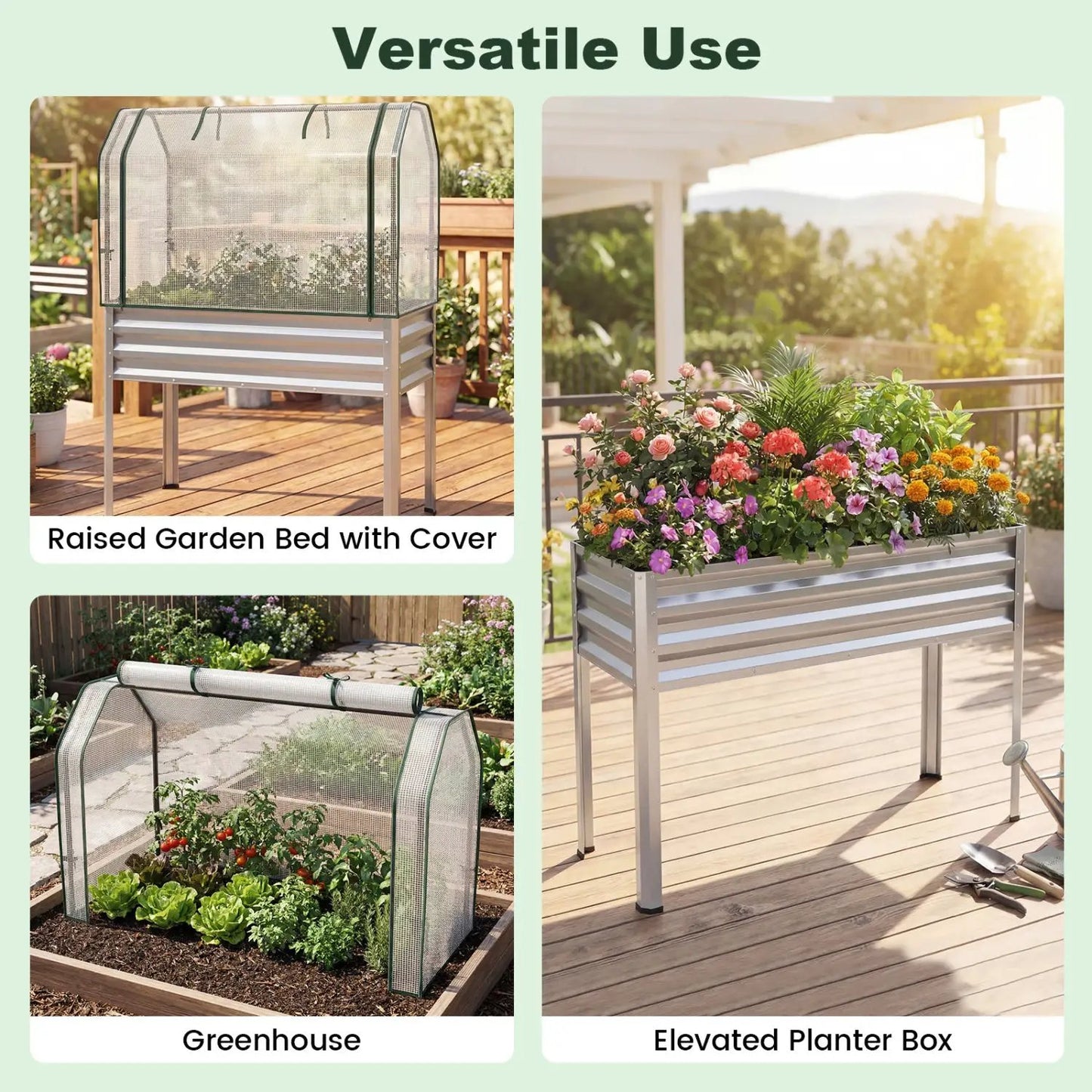 Galvanized Raised Garden Bed with Legs and Cover