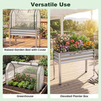Galvanized Raised Garden Bed with Legs and Cover