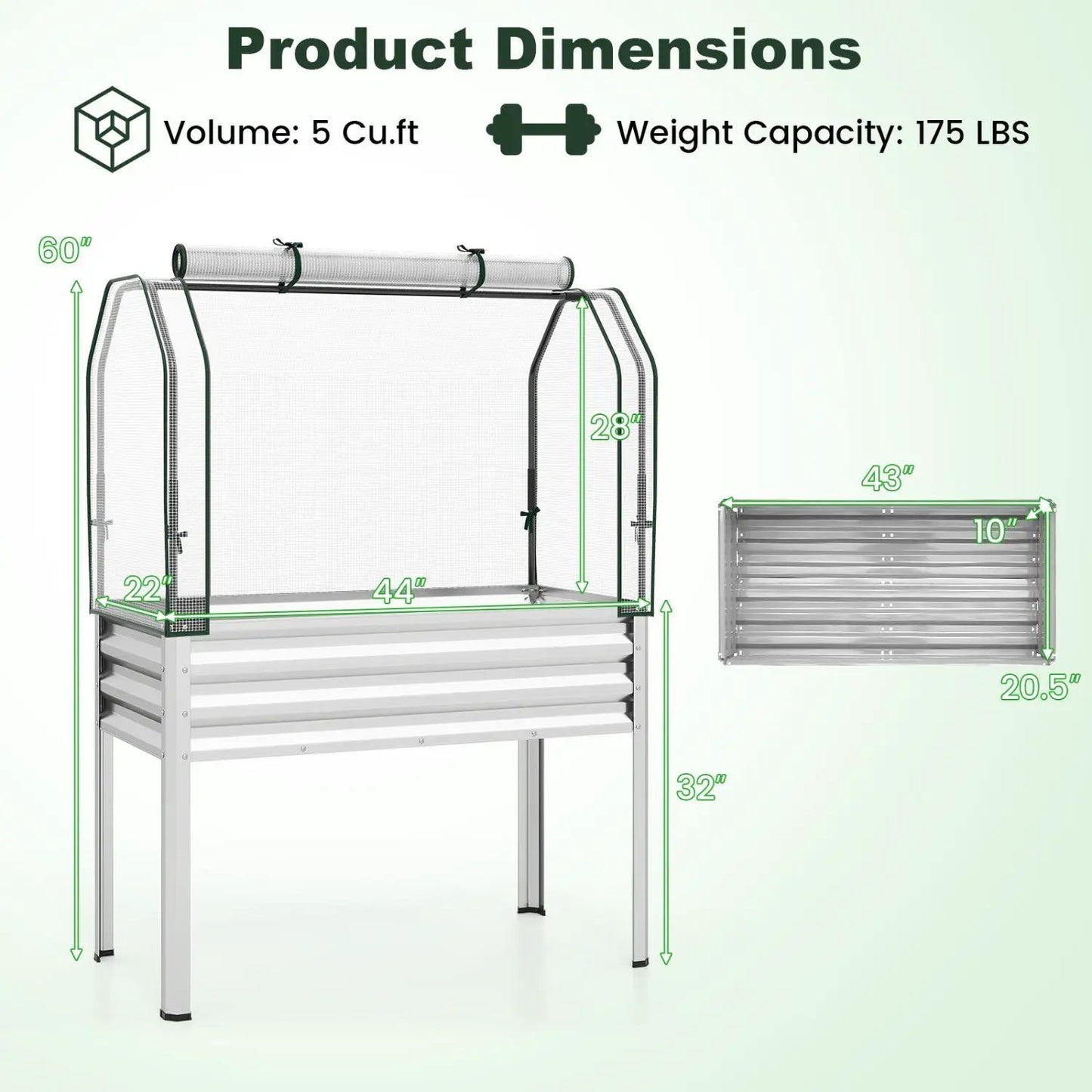 Galvanized Raised Garden Bed with Legs and Cover