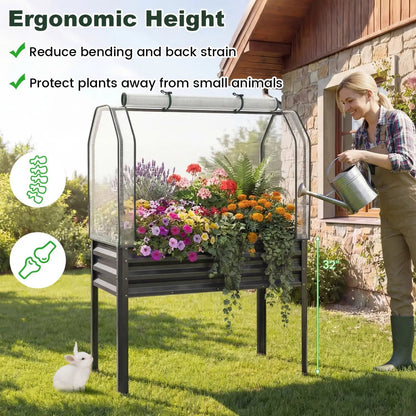 Galvanized Raised Garden Bed with Legs and Cover