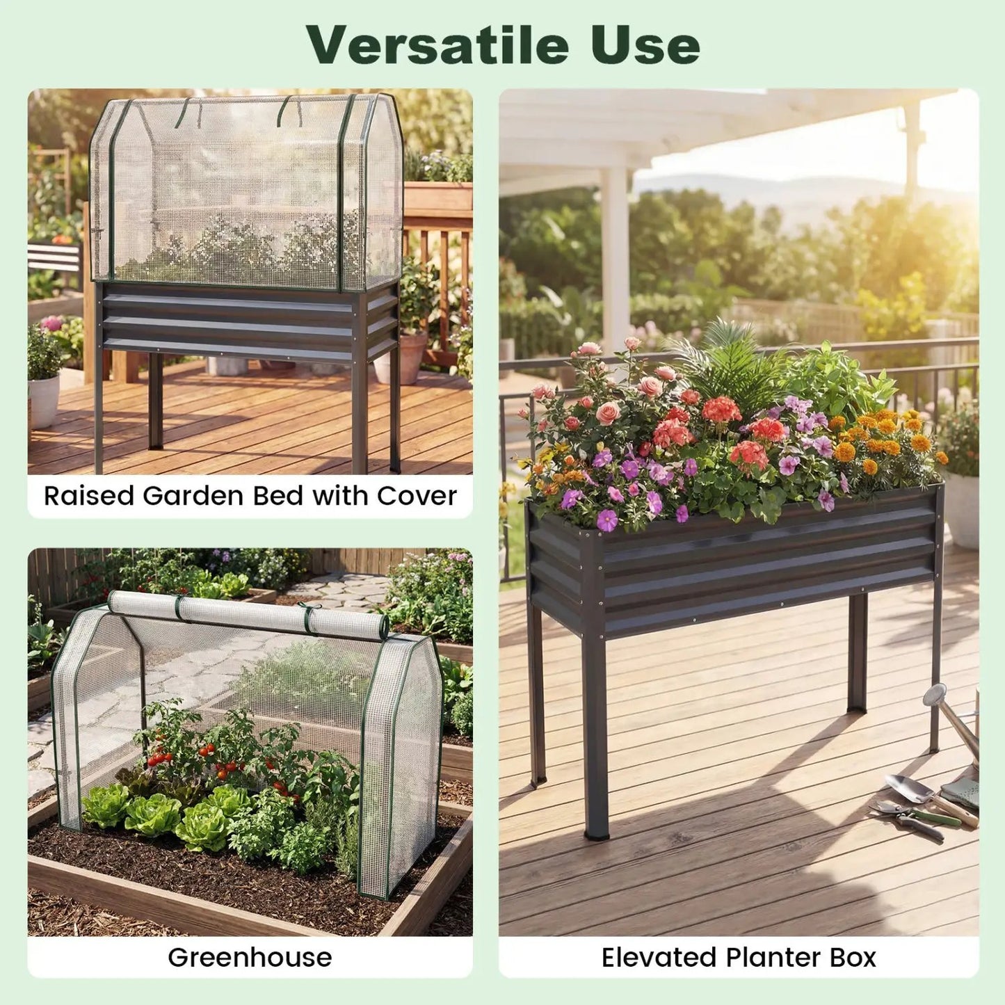 Galvanized Raised Garden Bed with Legs and Cover