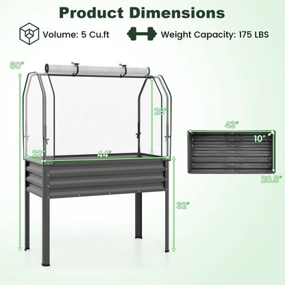Galvanized Raised Garden Bed with Legs and Cover