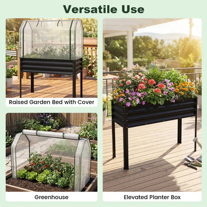 Galvanized Raised Garden Bed with Legs and Cover
