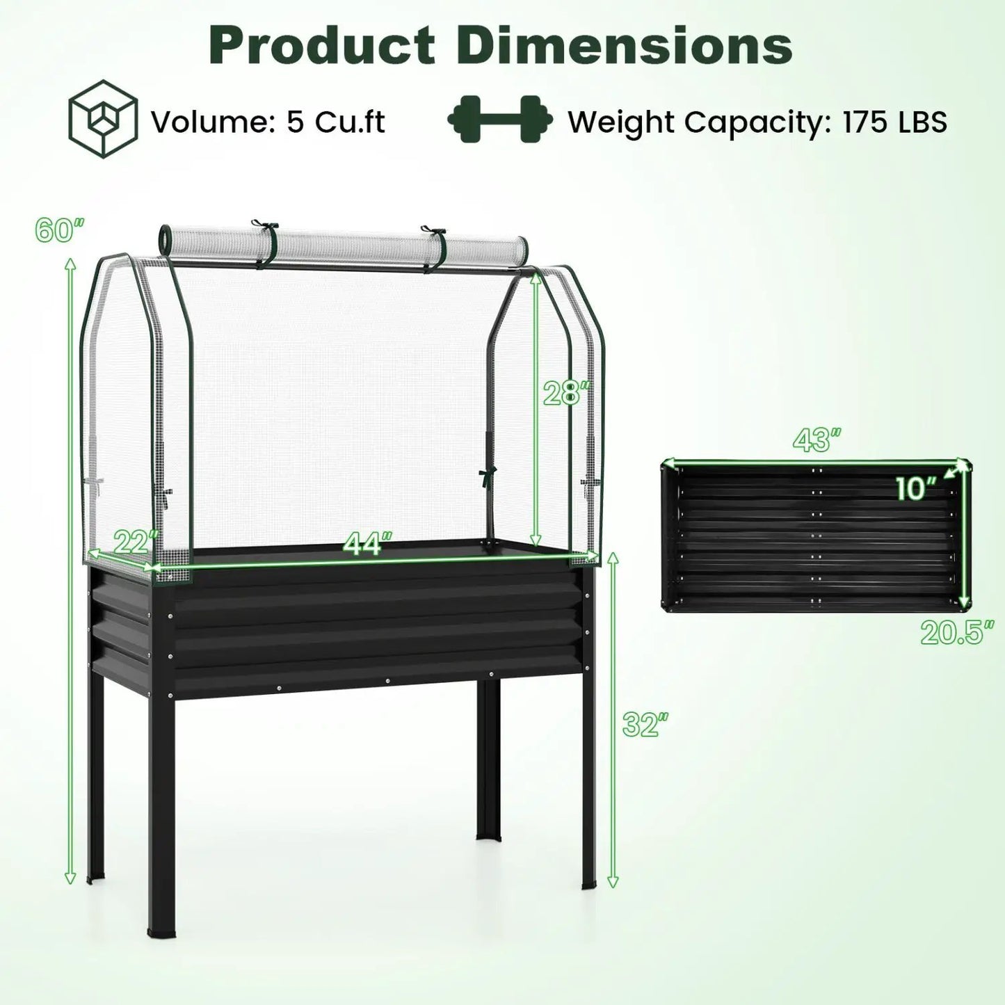 Galvanized Raised Garden Bed with Legs and Cover