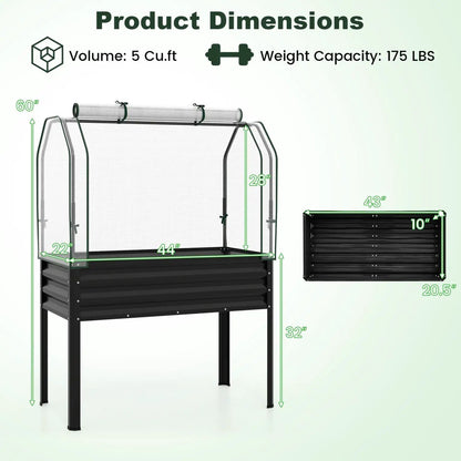 Galvanized Raised Garden Bed with Legs and Cover