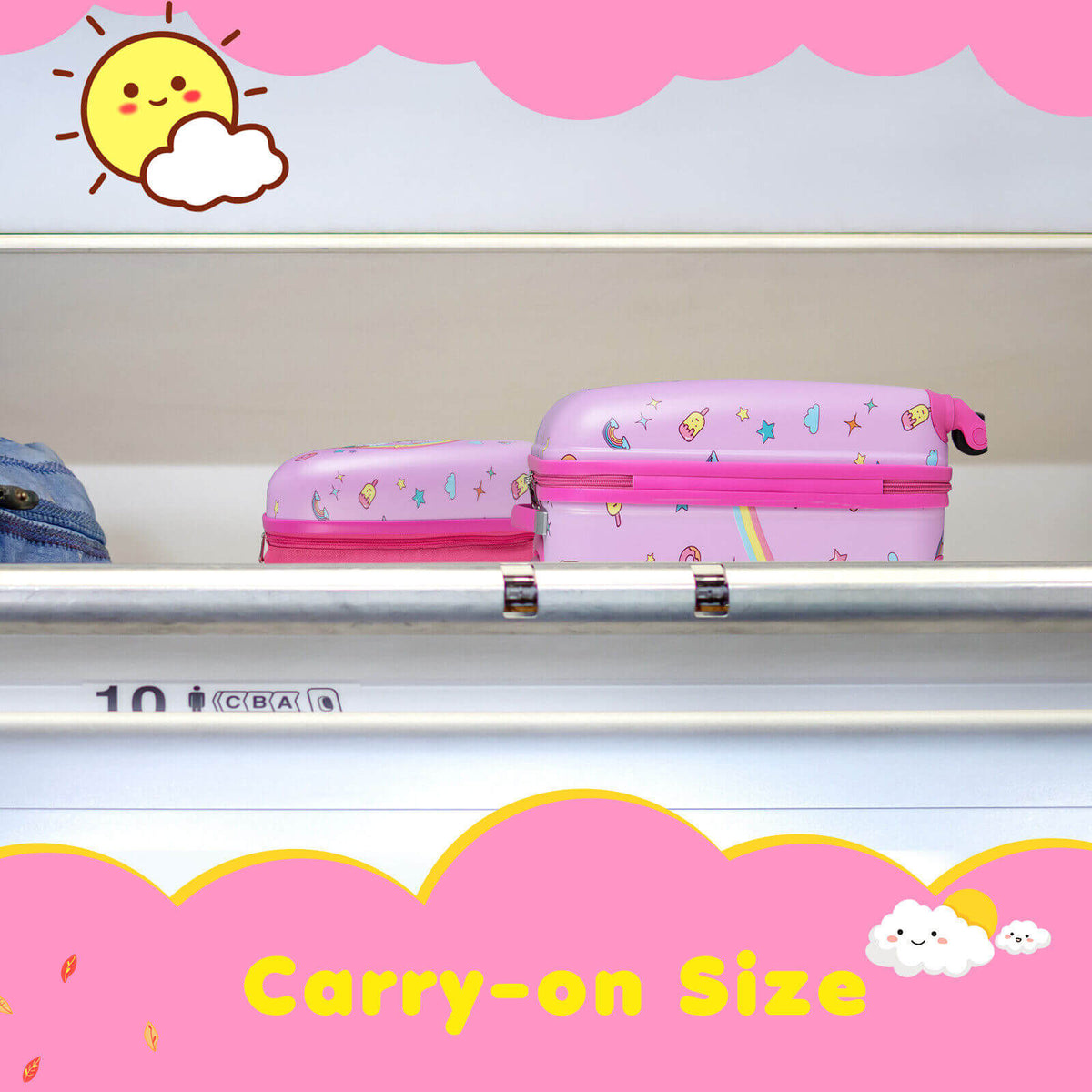 2-piece GemGear kids carry-on luggage set with 12in backpack pink purple with stars and rainbows on Tampa Home & Garden Store