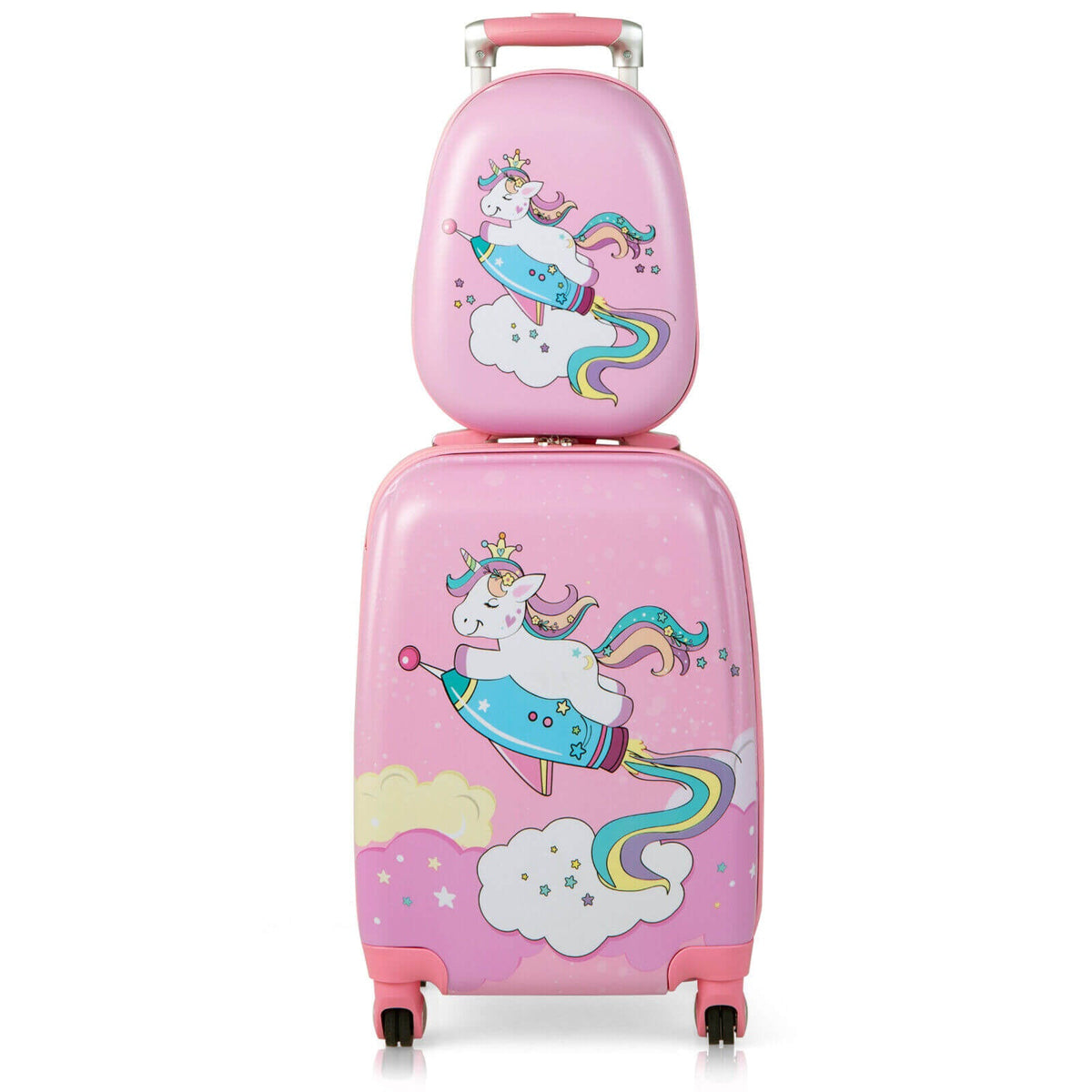 GemGear kids luggage set: 18in pink suitcase & 12in backpack with unicorn rocket on Tampa Home & Garden Store