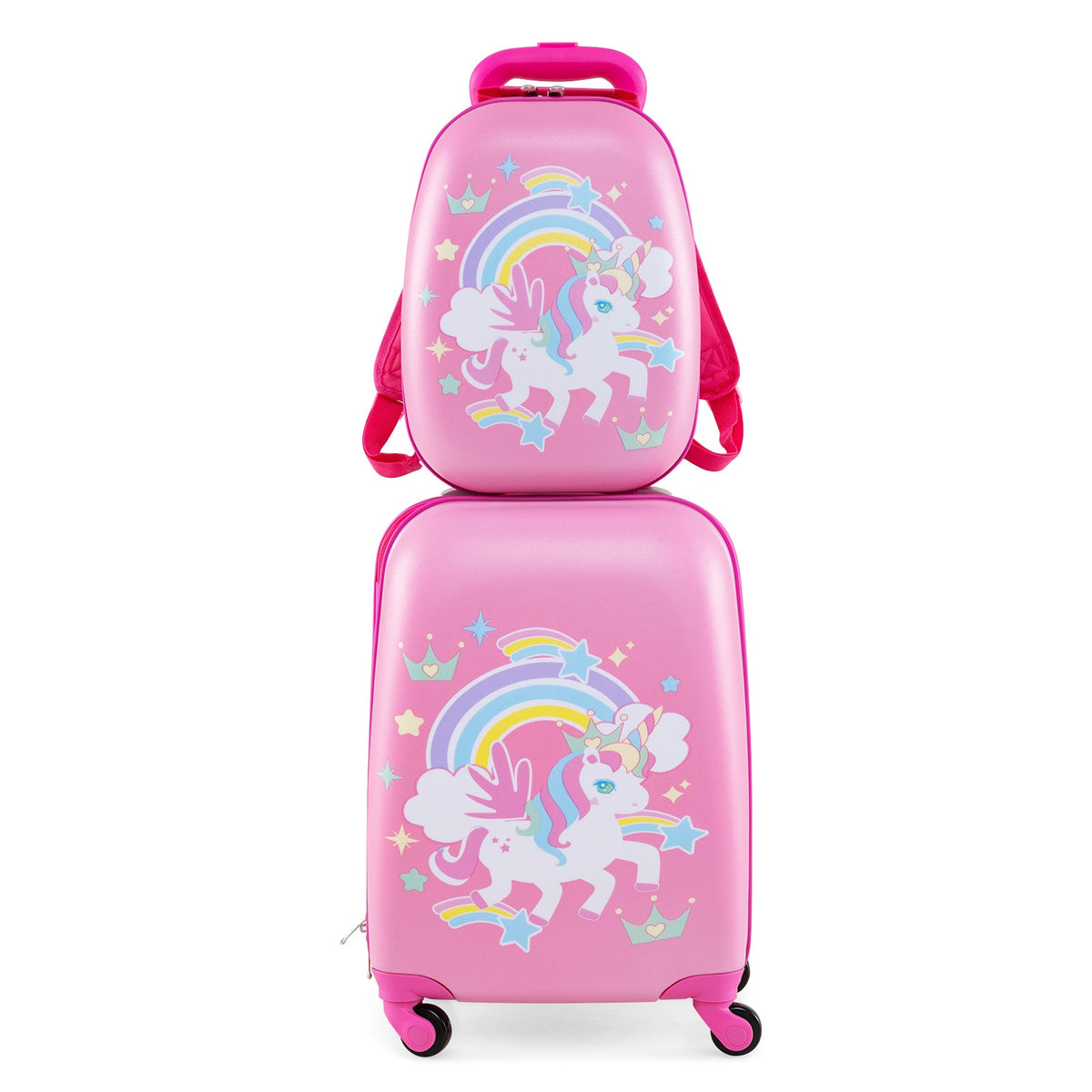 2-piece kids carry-on luggage set with 12-inch backpack, pink unicorn print by GemGear on Tampa Home & Garden Store