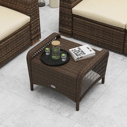 Set of 2 Outdoor PE Wicker Ottomans with Cushions