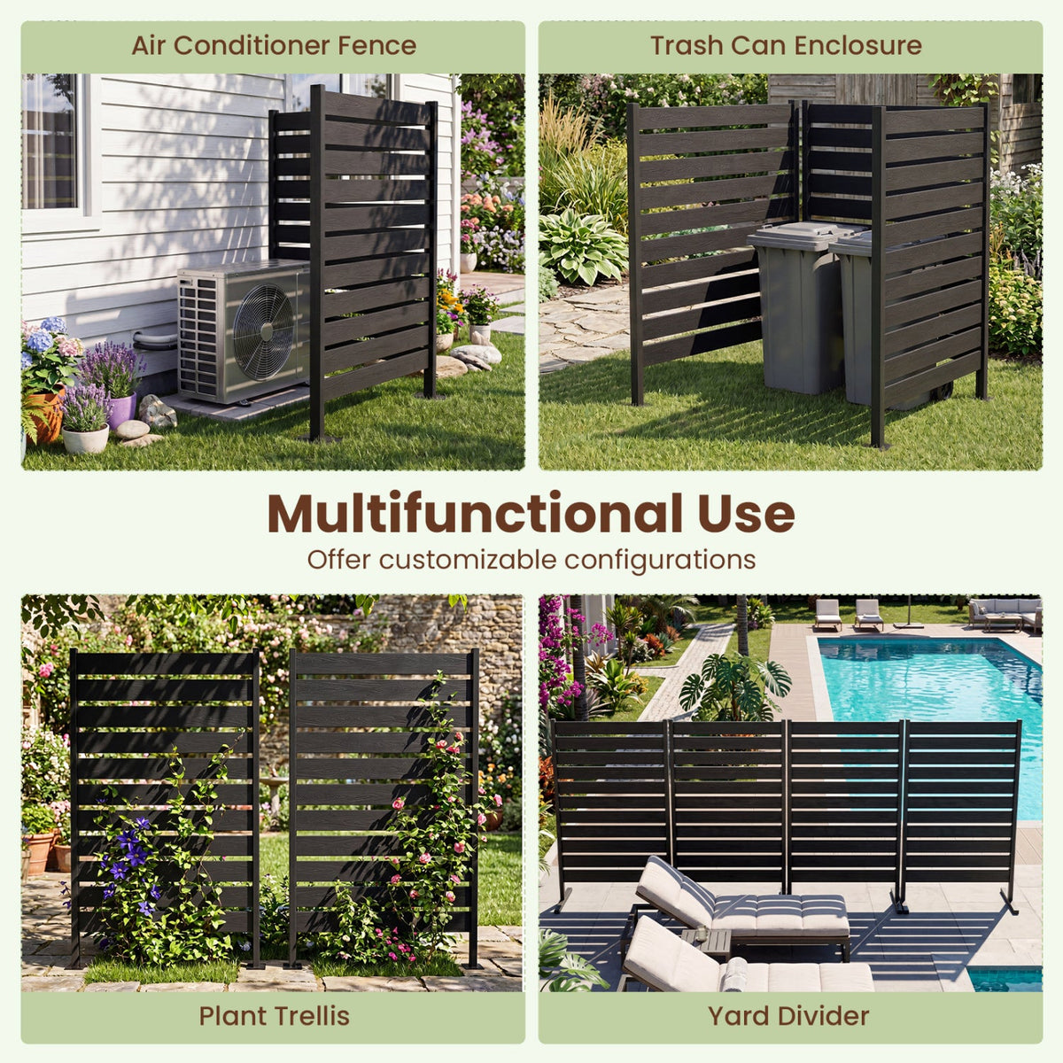 Outdoor Privacy Screen Fence 2-Pack 64in HIPS Slatted Panels DirectDeals; versatile backyard divider on Tampa Home & Garden Store