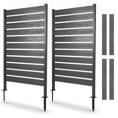 DirectDeals Outdoor Privacy Screen 2-Pack, 64in HIPS slatted panels in dark gray with stakes on Tampa Home & Garden Store