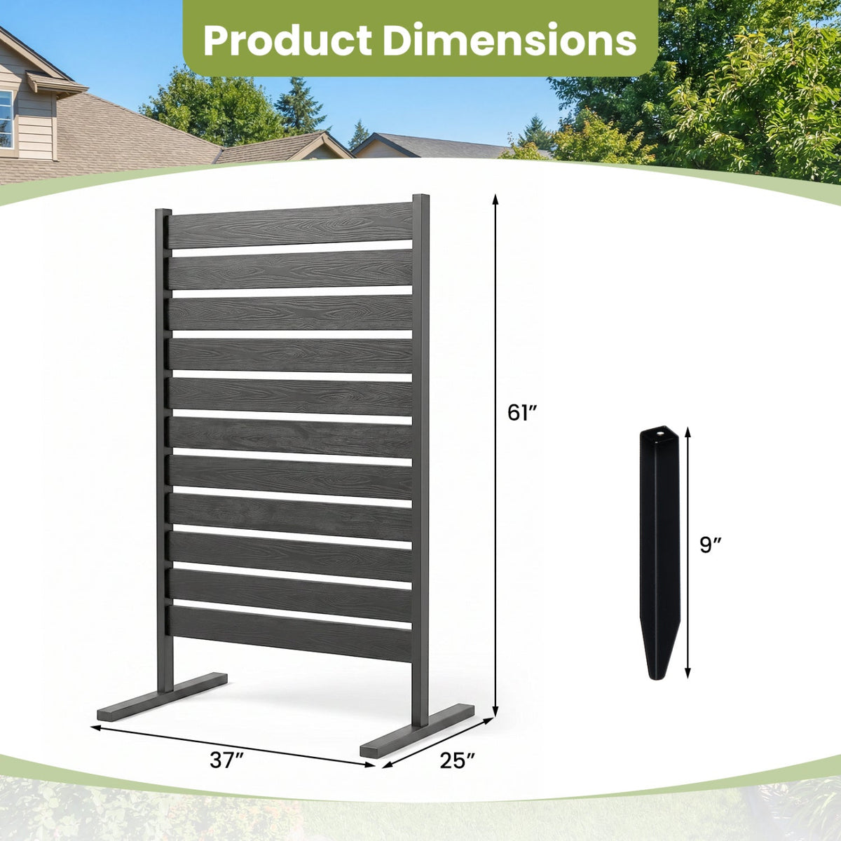 Outdoor Privacy Screen 2-Pack DirectDeals charcoal gray 64-inch HIPS slatted panels with black frame on Tampa Home & Garden Store