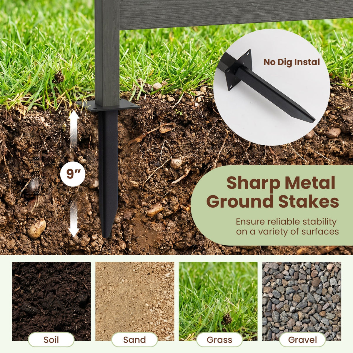 Outdoor Privacy Screen Fence 2-Pack 64in HIPS Panels DirectDeals no-dig ground stakes on Tampa Home & Garden Store