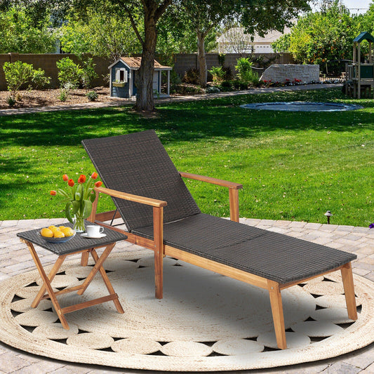 Patio Chaise Lounge and Table Set with 4-Level Adjustable Backrest - Tampa Home & Garden Store