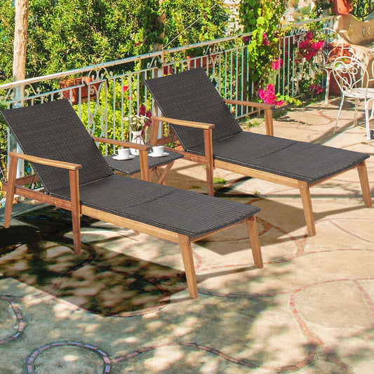 Patio Chaise Lounge and Table Set with 4-Level Adjustable Backrest - Tampa Home & Garden Store
