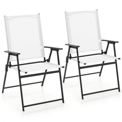 2 sillas plegables de patio con reposabrazos para jardín-gris