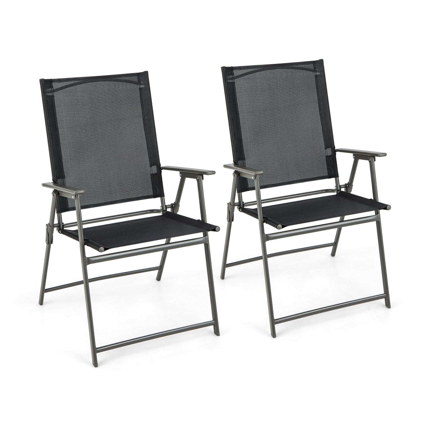 2 sillas plegables de patio con reposabrazos para jardín-gris