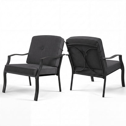Patio Metal Dining Chairs with Cushions Set of 2