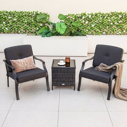 Patio Metal Dining Chairs with Cushions Set of 2