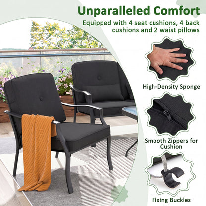 Patio Metal Dining Chairs with Cushions Set of 2