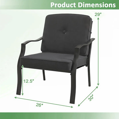 Patio Metal Dining Chairs with Cushions Set of 2