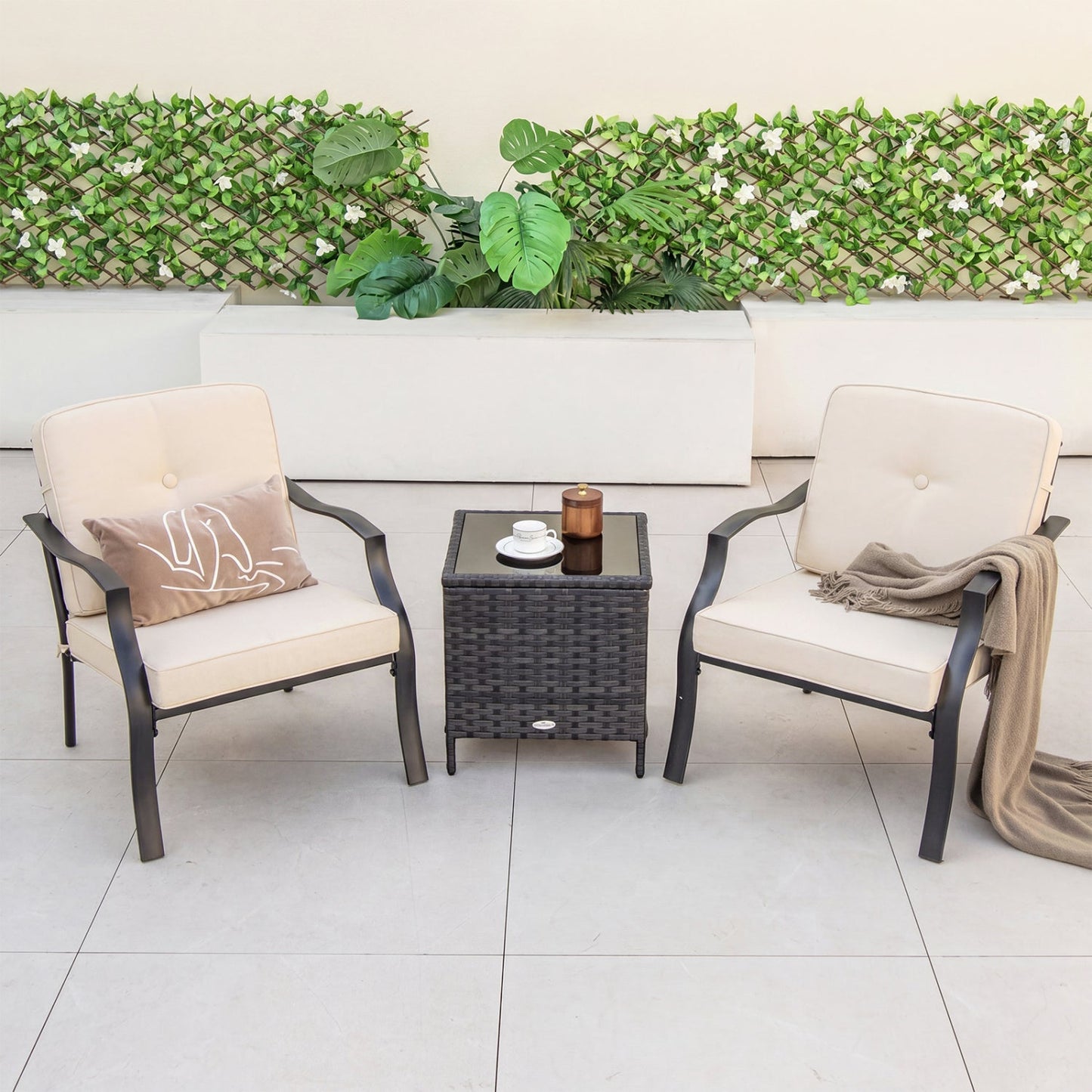Patio Metal Dining Chairs with Cushions Set of 2