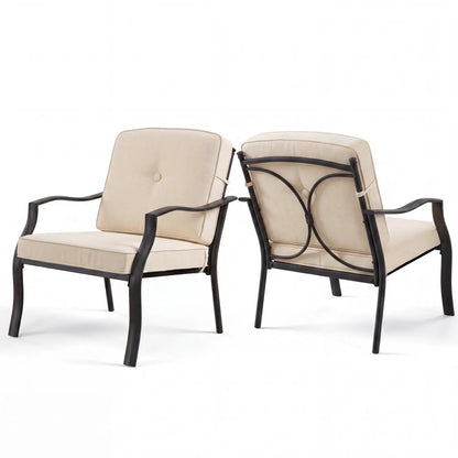 Patio Metal Dining Chairs with Cushions Set of 2