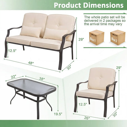 Patio Metal Dining Chairs with Cushions Set of 2