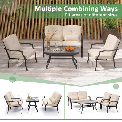 Patio Metal Dining Chairs with Cushions Set of 2