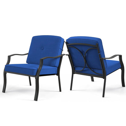 2 Piece Patio Metal Chairs with Cushions