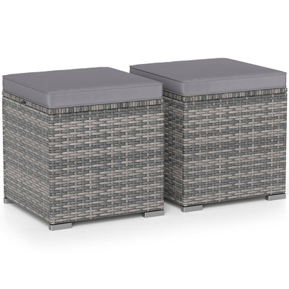 2 Pieces Patio Ottoman with Hidden Storage Space-Mix Grey