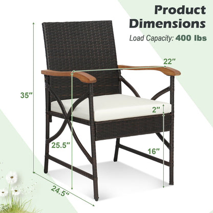 Set of 2/4 Patio Wicker Chairs with Soft Zippered Cushion