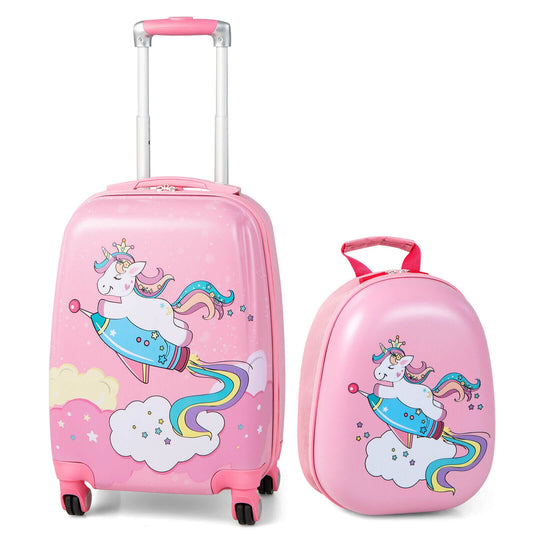 2 Pieces 18 Inch Kids Luggage Set with 12 Inch Backpack - Tampa Home & Garden Store