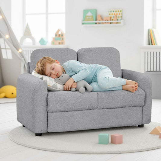 2-Seat Kids Sofa Toddler Sofa Couch with Soft Teddy Fleece Upholstery and Solid Wooden Frame - Tampa Home & Garden Store