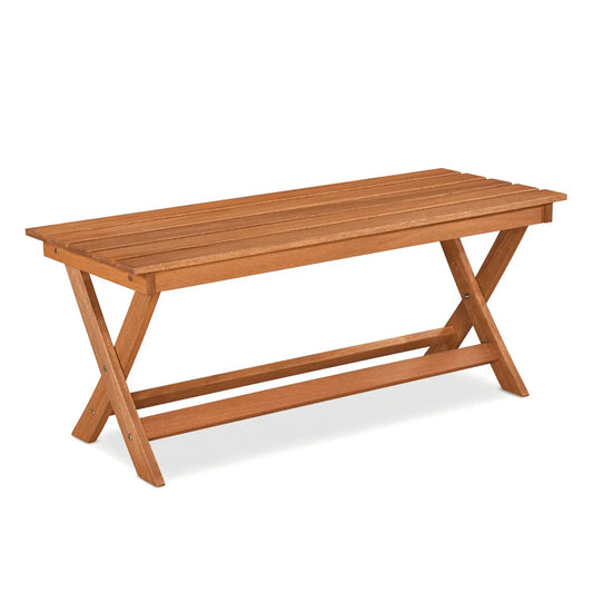 Two Seat Wooden Patio Bench with X Shaped Legs