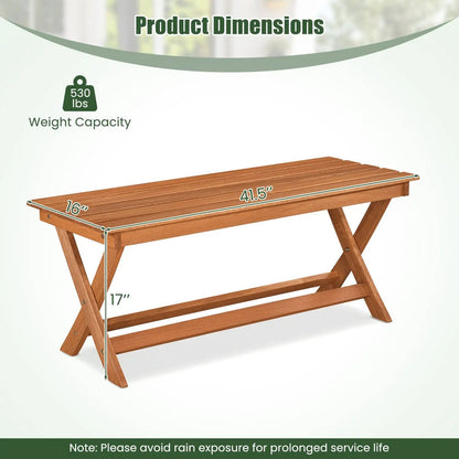 Two Seat Wooden Patio Bench with X Shaped Legs
