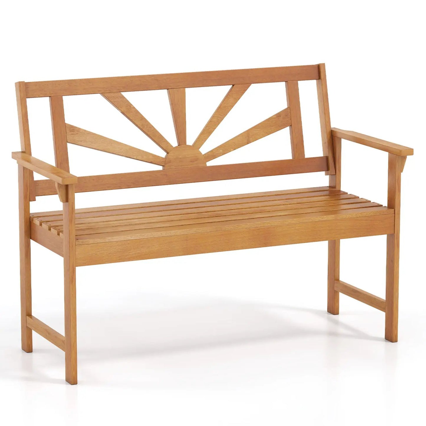 Two Seater Acacia Wood Loveseat Bench Backrest