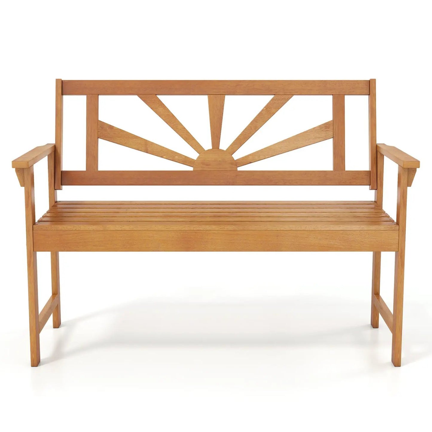 Two Seater Acacia Wood Loveseat Bench Backrest