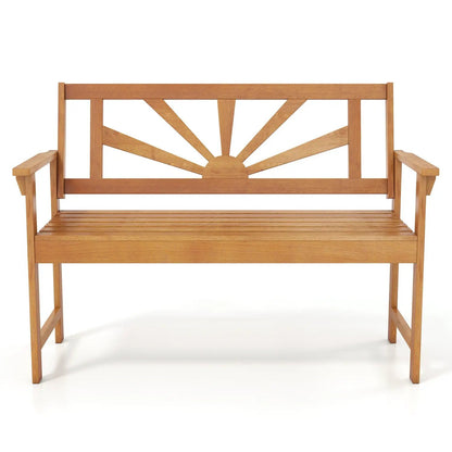 Two Seater Acacia Wood Loveseat Bench Backrest