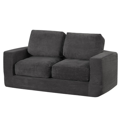 2-Seater Floor Couch Loveseat with Corduroy Cover