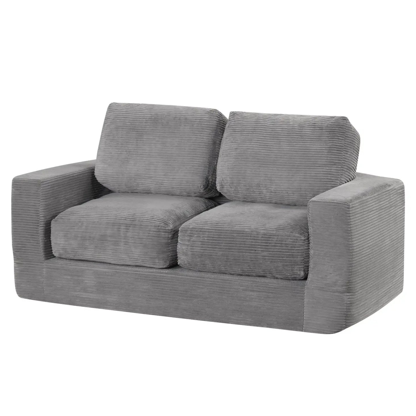 2-Seater Floor Couch Loveseat with Corduroy Cover