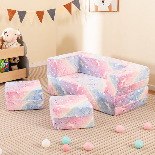 2 Seater Kids Play Couch with Removable and Machine Washable Flannel Cover - Tampa Home & Garden Store