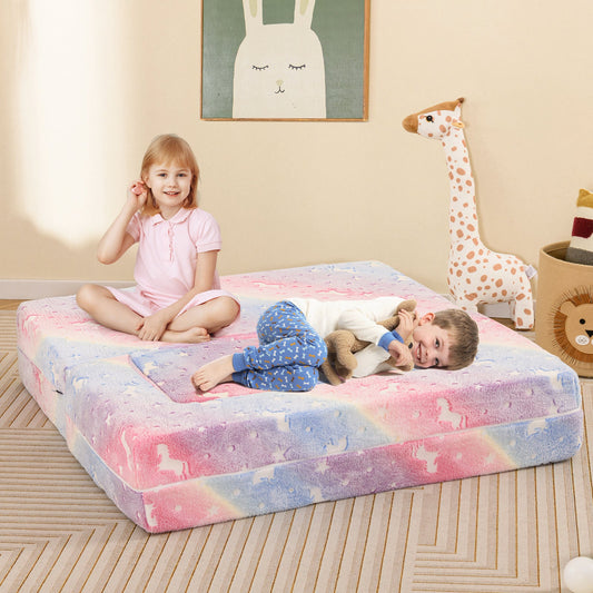 2 Seater Kids Play Couch with Removable and Machine Washable Flannel Cover - Tampa Home & Garden Store
