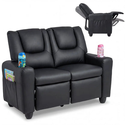 Two Seater Kids Recliner Sofa With 2 Cup Holders