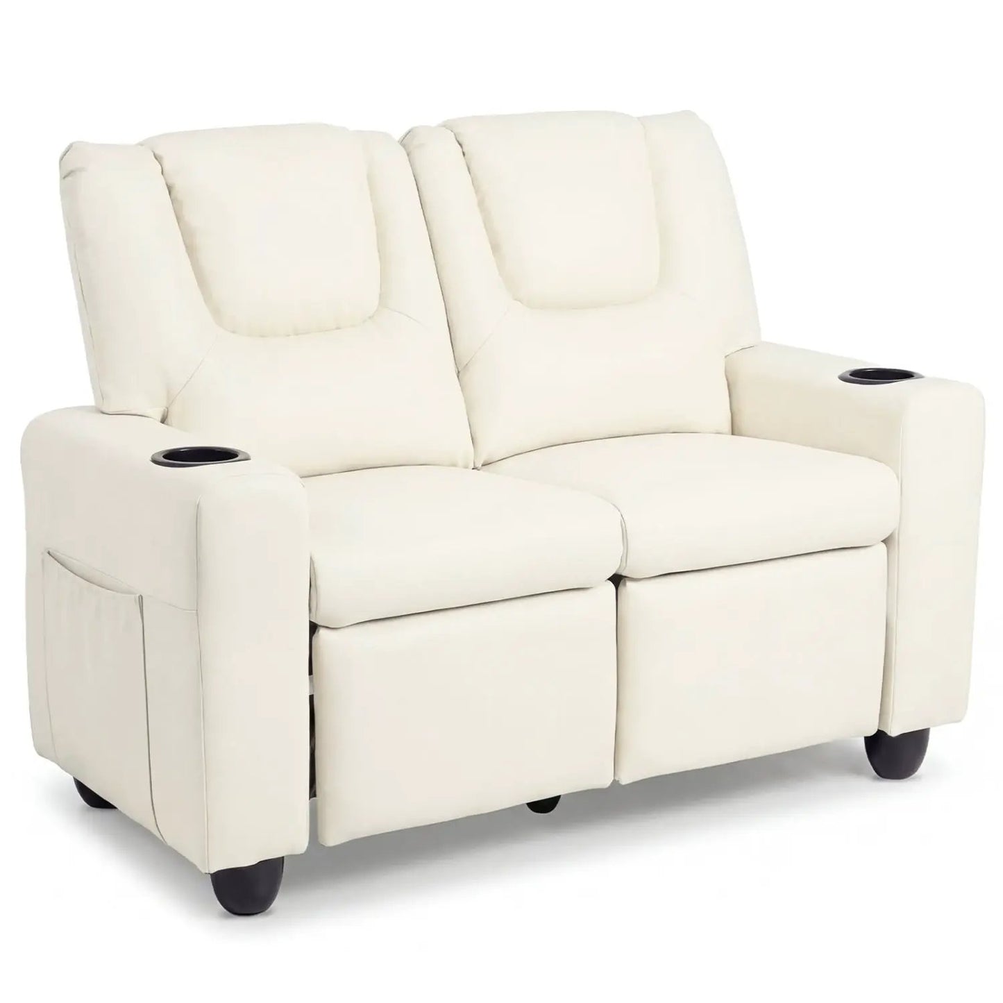 Two Seater Kids Recliner Sofa With 2 Cup Holders