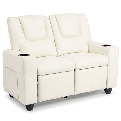 Two Seater Kids Recliner Sofa With 2 Cup Holders