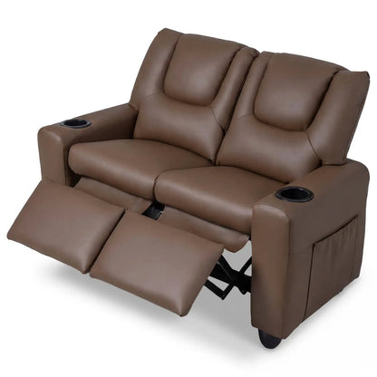 Two Seater Kids Recliner Sofa With 2 Cup Holders