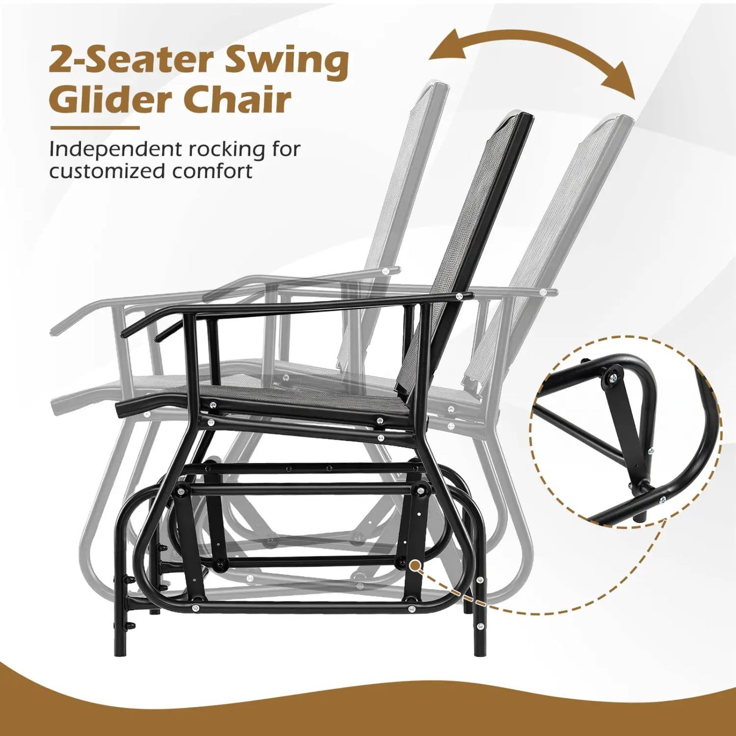 Two-Seater Outdoor Glider Bench with Center Table
